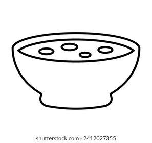 Soup bowl vector line icon isolated on white background, simple flat illustration