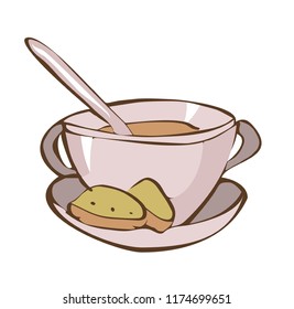 Soup in Bowl.Vector Illustration.