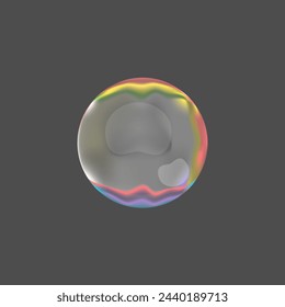 Soup bubble in rainbow colors on a black background.