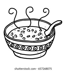 soup / cartoon vector and illustration, black and white, hand drawn, sketch style, isolated on white background.