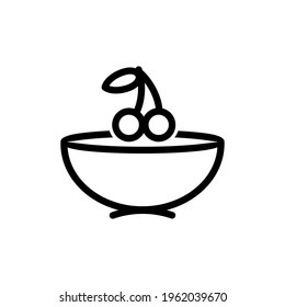 soup with cherry icon. vector illustration. isolated on white background
