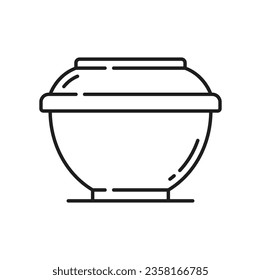 Soup container isolated outline cardboard eco packaging thin line icon. Vector glass or plastic food container, paper box with lid for takeaway fastfood