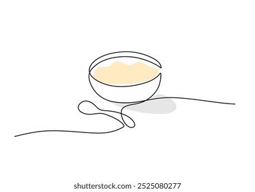 Sopa contínua um desenho de linha. Conceito de refeição alimentar. Plano de fundo minimalista de ilustração vetorial.