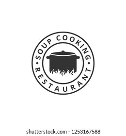 Soup cooking logo design template vector