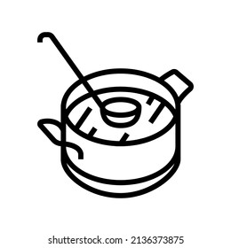 soup cooking from tomato line icon vector. soup cooking from tomato sign. isolated contour symbol black illustration