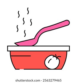 soup cooking from tomato line icon vector. soup cooking from tomato sign. isolated symbol illustration