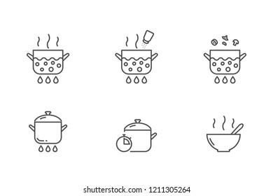 Soup cooking vector icons