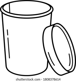 Soup cup with lid. Vector outline icon.