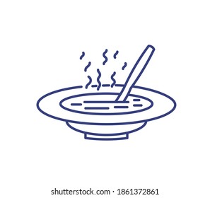 Soup cup outline icon on white background.