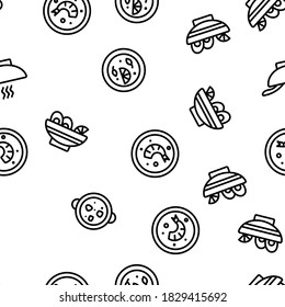 Sopa Vector de Receta Diferente Patrón De Sensación De Lino Ilustración De Línea Delgada