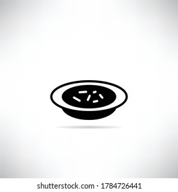 soup dish icon with drop shadow vector illustration