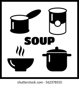 Soup dish isolated icon. Soup icons vector set