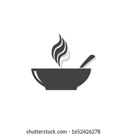 Soup dish sign. Restaurant food menu order items. Flat minimalist design. white background Gray black vector. product brand service label banner board display. App icon.