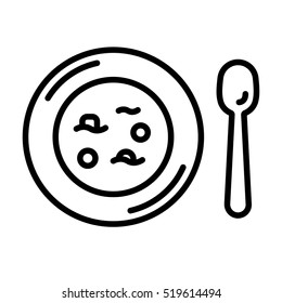 Soup Dish Spoon Minimalistic Flat Line Outline Stroke Icon Pictogram Symbol