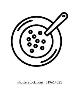 Soup Dish Spoon Minimalistic Flat Line Outline Stroke Icon Pictogram Symbol