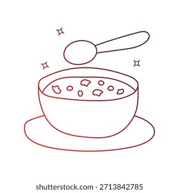 Soup-Doodle-Symbol mit weißem Hintergrund, Vektorgrafik