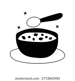 Soup-Doodle-Symbol mit weißem Hintergrund, Vektorgrafik