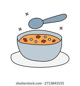 Soup-Doodle-Symbol mit weißem Hintergrund, Vektorgrafik