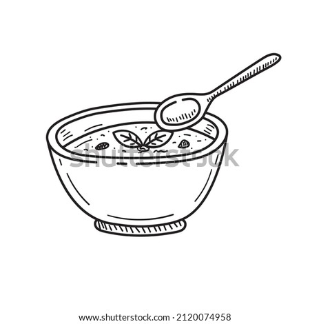 Soup doodle vector illustration isolated on white background