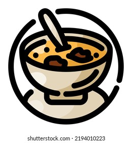 Soup Filled Outine icon vector design and illustration template