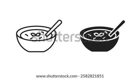 Soup filled and outlined icons vectors on white background
