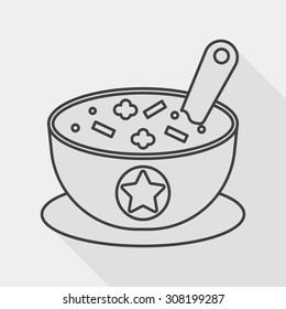 soup flat icon with long shadow, line icon