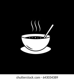 Soup Flat Icon On Black Background