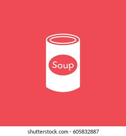 Soup Flat Icon On Red Background