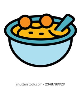 Soup food icon outline vector. Austrian cuisine. Beverage cuisine color flat