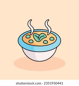 Soup Free vector cartoon icon illustration.Lunchtime Signs and Texts icon concept isolated . flat cartoon style