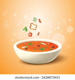 Soup, Gravy with bowl vector Background