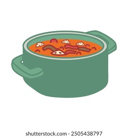 Sopa En Ilustración De Horno Holandés Verde