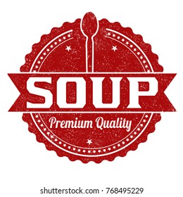 Soup grunge rubber stamp on white background, vector illustration