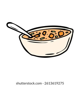 soup happy eid mubarak doodle vector illustration hand drawn cartoon