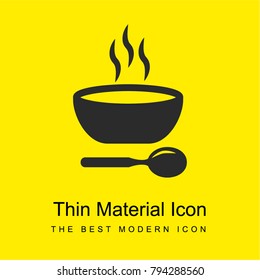 Soup hot bowl with spoon bright yellow material minimal icon or logo design