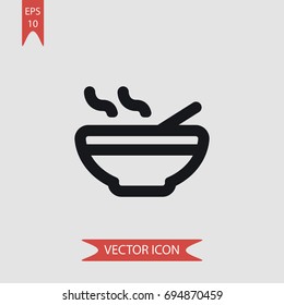 Soup hot bowl vector icon, illustration symbol