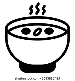 Soup icon in Black Fill. Glyph style. Isolated on white Background