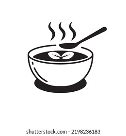 Soup icon with black and white color on isolated background