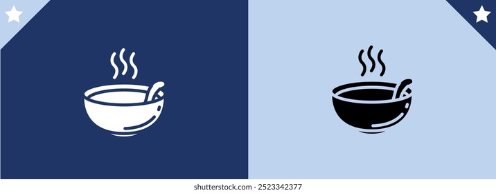 Soup icon with black and white color on isolated background