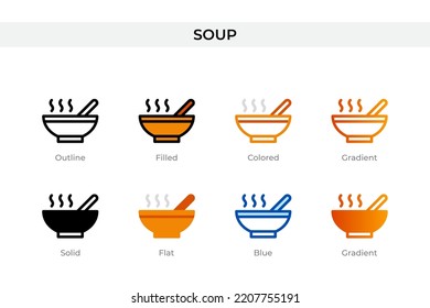 soup icon in different style. soup vector icons designed in outline, solid, colored, filled, gradient, and flat style. Symbol, logo illustration. Vector illustration