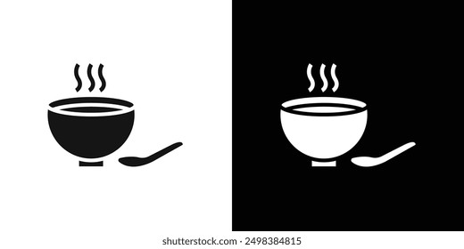 Soup icon flat line symbol set.