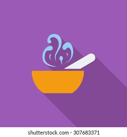 Soup icon. Flat vector related icon with long shadow for web and mobile applications. It can be used as - logo, pictogram, icon, infographic element. Vector Illustration.