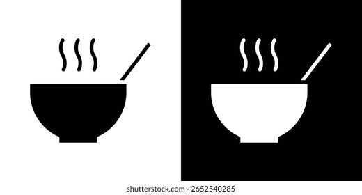 Soup icon in flat version on black and white background