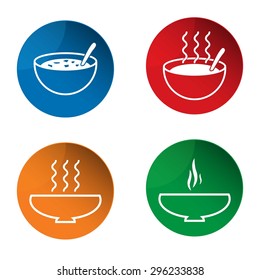 Soup Icon. Hot Soup Icon. Bowl Icon. Vector. Button