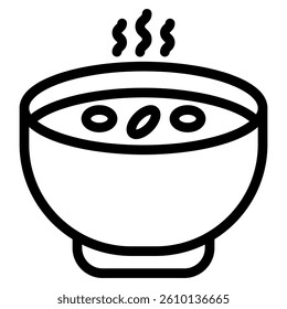 Soup icon in line art. outline style. Isolated on white Background