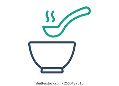 Soup icon. line icon style. bowl with spoon. icon related to meal. meal elements vector illustration