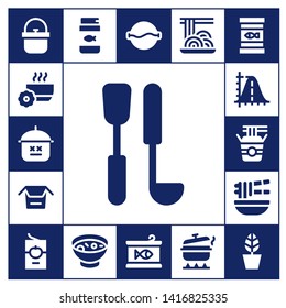 soup icon set. 17 filled soup icons.  Collection Of - Pot, Bowl, Soup ladle, Noodles, Parabola, Noodle, Tomato sauce, Fish food, Canned food, Spaghetti