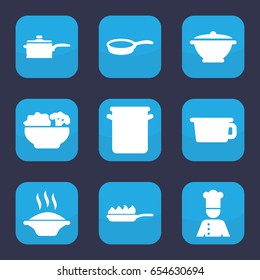 Soup icon. set of 9 filled soup icons such as chef, food, pan, pan-fry, soup