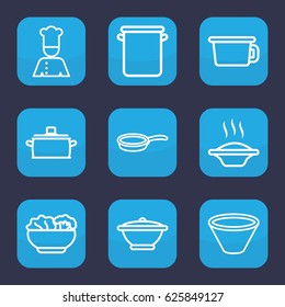 Soup icon. set of 9 outline soup icons such as chef, food, bowl, pan, soup