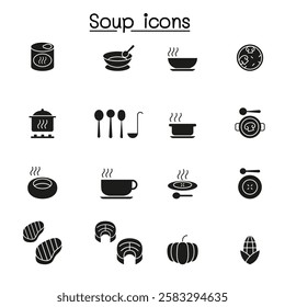 Soup icon set in glyph style